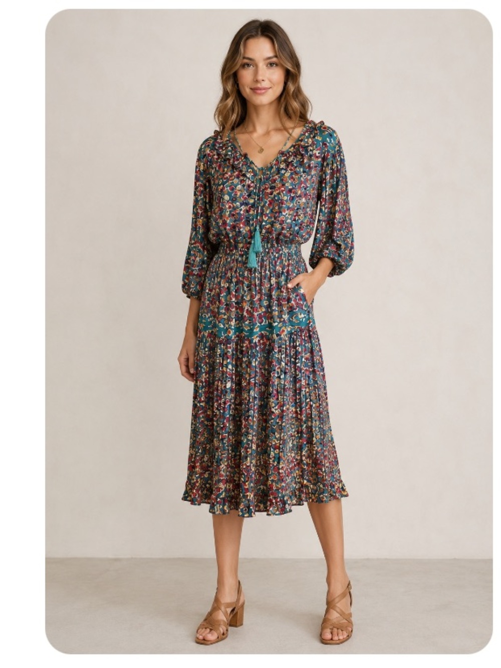 Mosaic vintage georgette dress